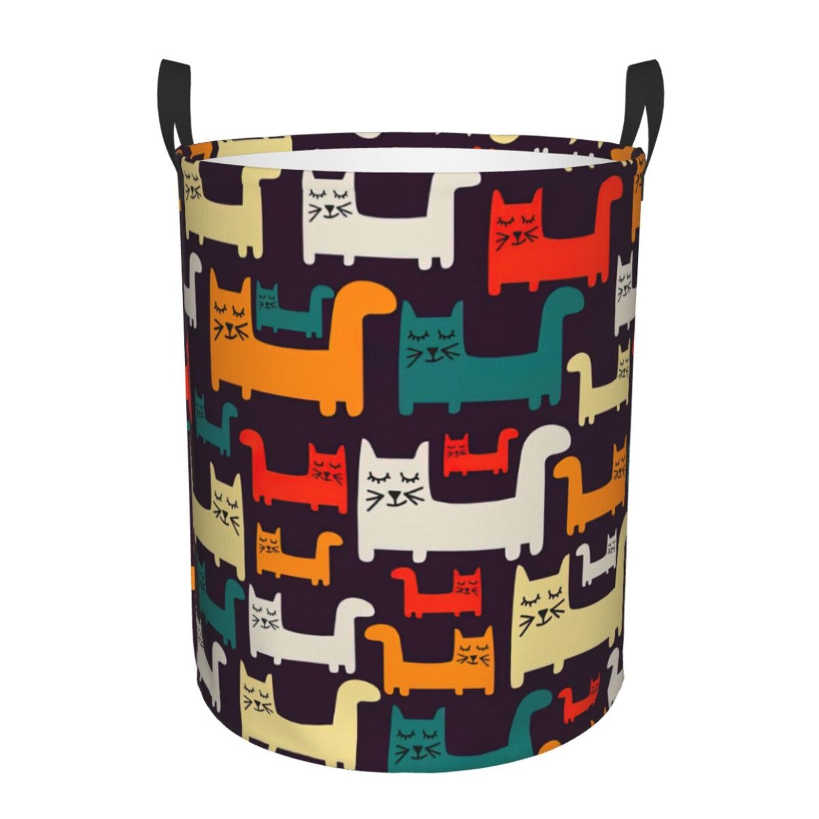 Waterproof Canvas Laundry Basket with Handle - Cat Print Storage Box for Toys, Clothes & Home Organization - Perfect for Kids' Room, Nursery & Pet Supplies Storage