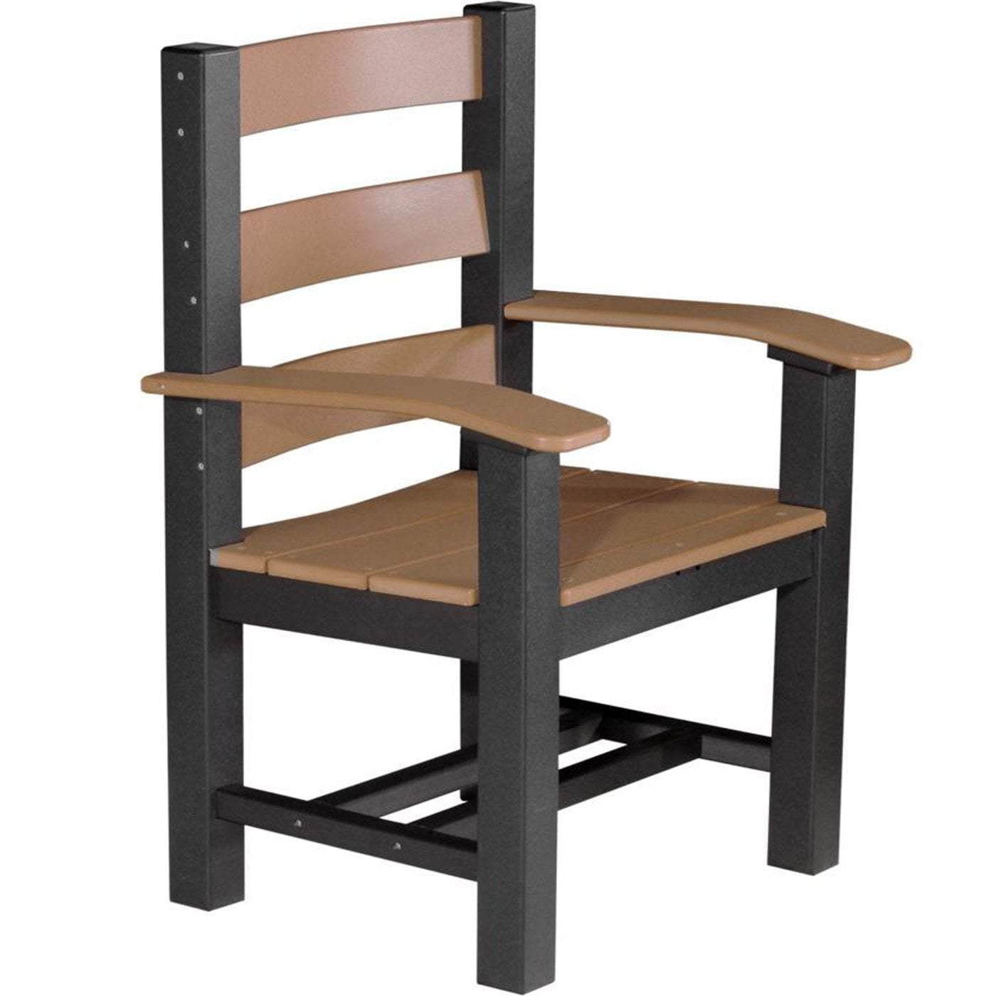 LuxCraft Cedar Recycled Plastic Contemporary Captain Chair - Outdoor Dining & Patio Furniture for Garden, Deck, and Backyard Relaxation