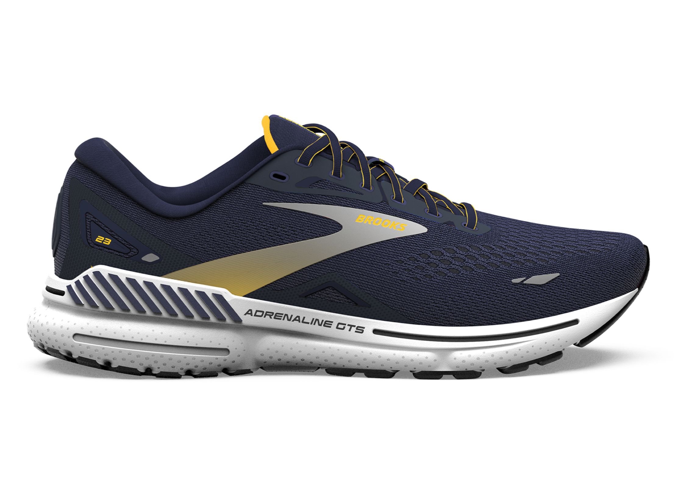 Brooks Adrenaline GTS 23 Running Shoes for Men - Navy/Saffron/White - D Width - Stability & Support for Road Running, Jogging & Daily Wear