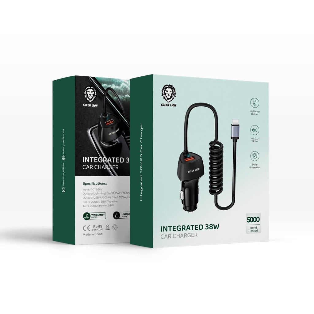 Fast Charging 38W PD Car Charger with Dual USB Ports - Quick Charge for iPhone, Samsung, Android - Perfect for Road Trips & Daily Commute