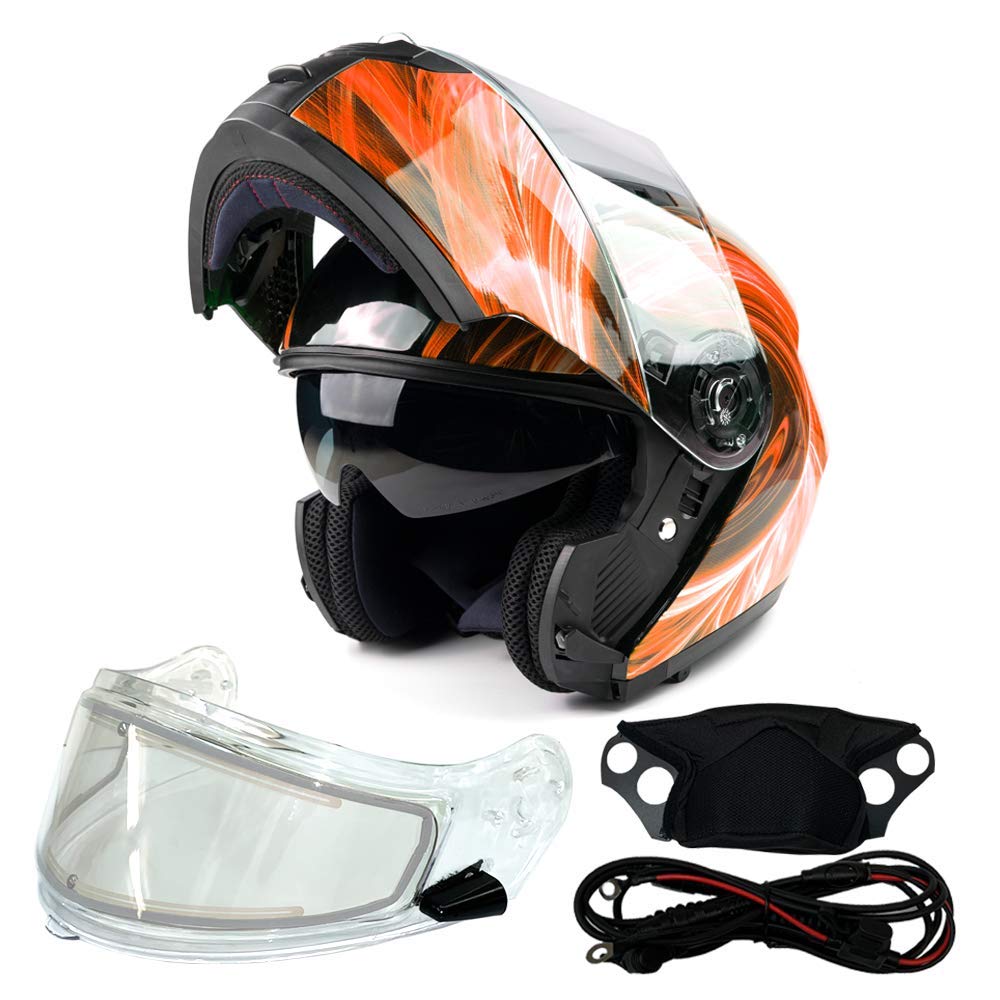 Typhoon TH158 Heated Modular Full Face Snowmobile Helmet with Anti-Fog Breath Box - Winter Sports Gear for Snowmobiling, Skiing & Extreme Cold Weather Riding