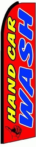 Premium X-Large Hand Car Wash Swooper Feather Flag - Durable Outdoor Advertising for Car Wash Businesses, Grand Openings & Events