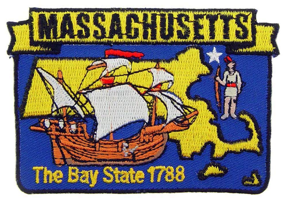 Massachusetts State Map Embroidered Iron-On Patch - Custom MA Shape Design for Jackets, Bags & Hats - Perfect for Travel Souvenirs & State Pride Gifts