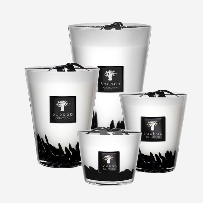 Baobab Collection Black Feathers Scented Candle - Luxury Home Fragrance for Relaxation, Meditation & Romantic Ambiance