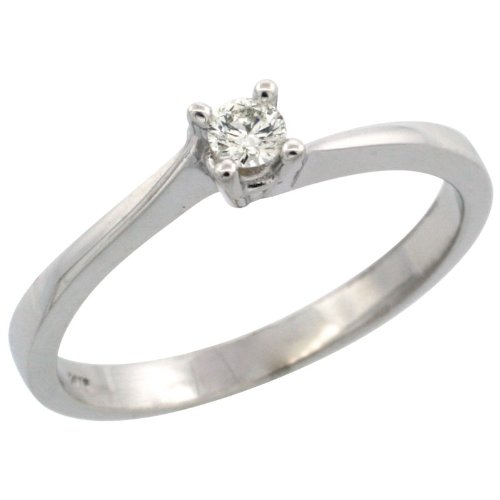 10K White Gold Solitaire Engagement Ring with 0.14 Carat Brilliant Cut Diamond (G-H Color, SI1-VS1 Clarity) - 3.2mm Stone, 2mm Band Width - Perfect for Proposals, Anniversaries & Romantic Occasions
