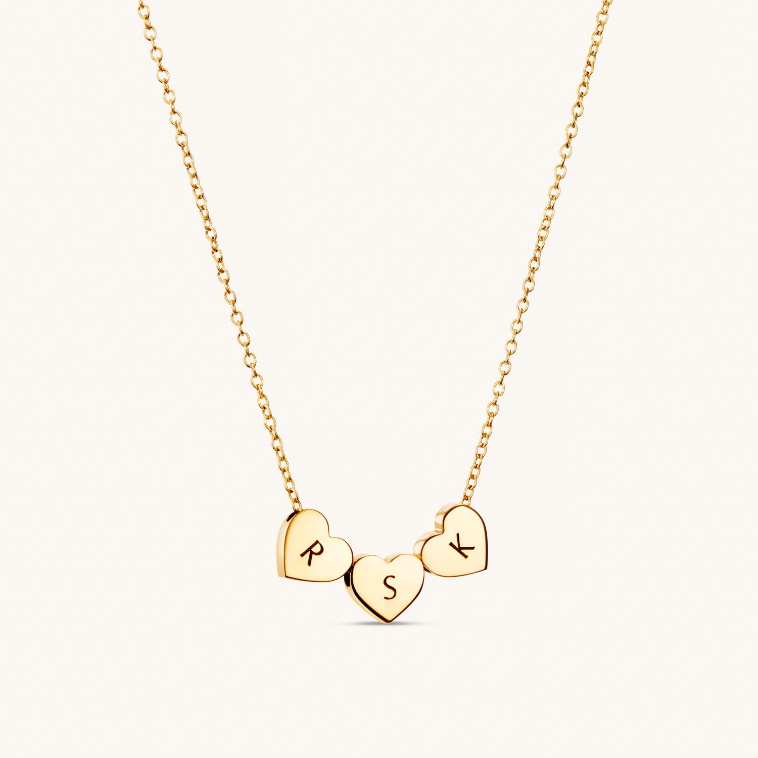 Amo Heart Triple Bead Gold Necklace for Women - Elegant Layered Beaded Jewelry for Valentine's Day, Anniversary & Romantic Gifts