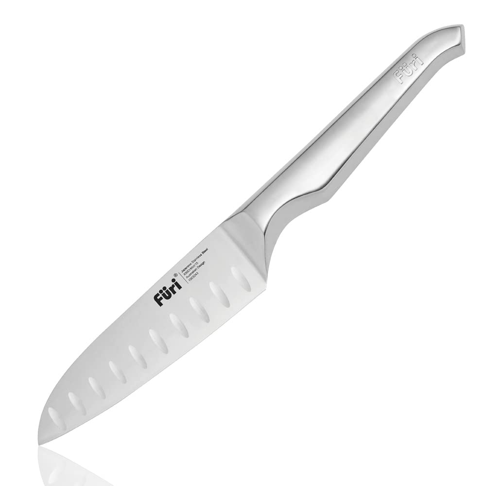 12cm Stainless Steel Asian Utility Knife - Pro Scalloped Blade for Slicing, Dicing & Chopping - Perfect for Kitchen, Sushi Making & Food Prep
