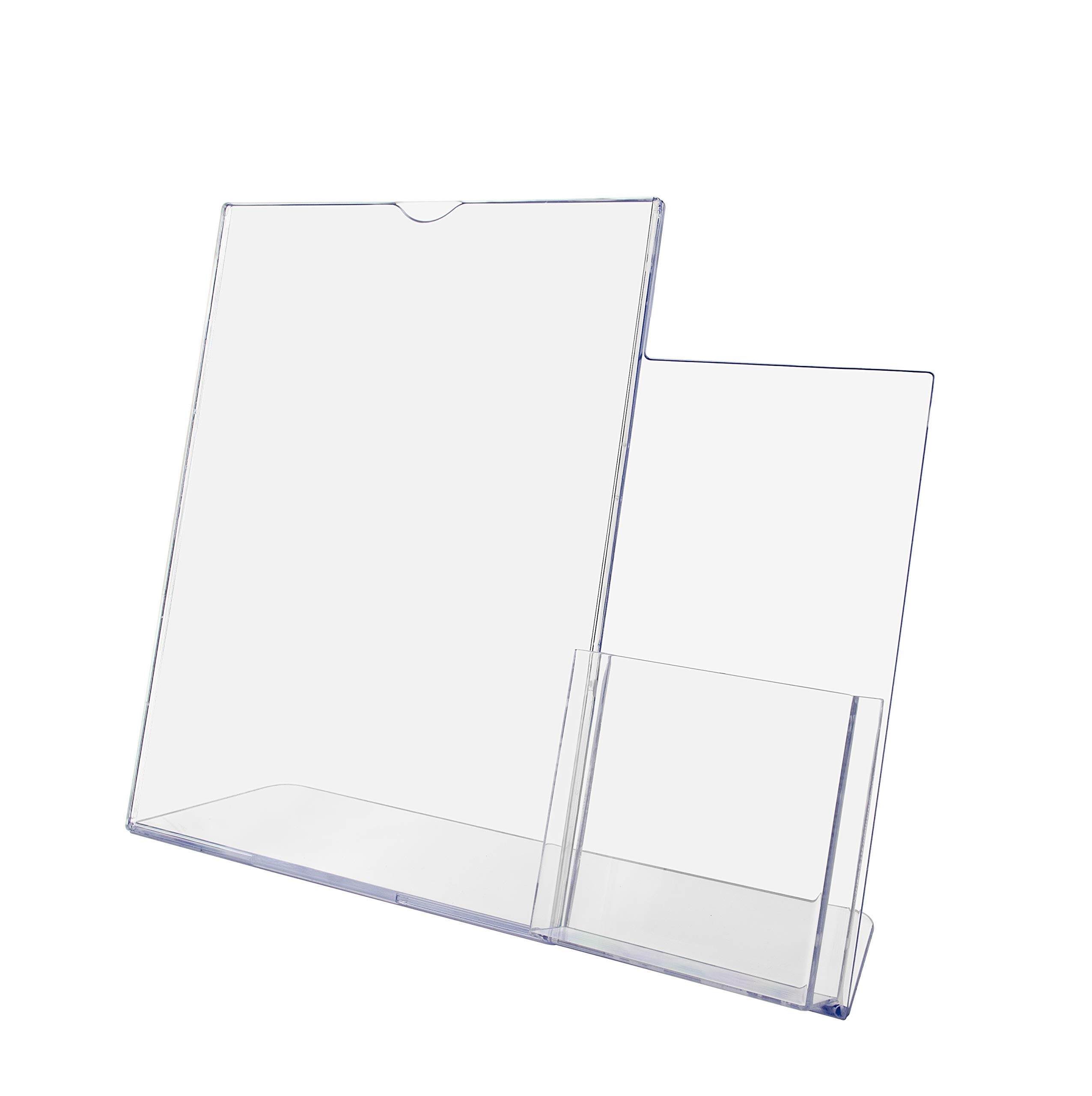 Clear Acrylic Sign Holder with Brochure Pocket - 10-Pack Counter & Table Display Stand for Menus, Flyers, Literature - Perfect for Restaurants, Retail Stores & Trade Shows