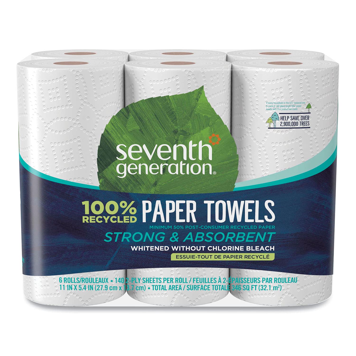 Eco-Friendly 100% Recycled Paper Towels - 2-Ply, 11
