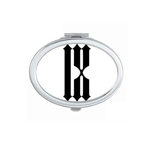 DIYthinker Black Silhouette Roman Numerals IX Mirror - Portable Folding Double-Sided Makeup Mirror with Stand (Perfect for Travel, Vanity & Home Decor)