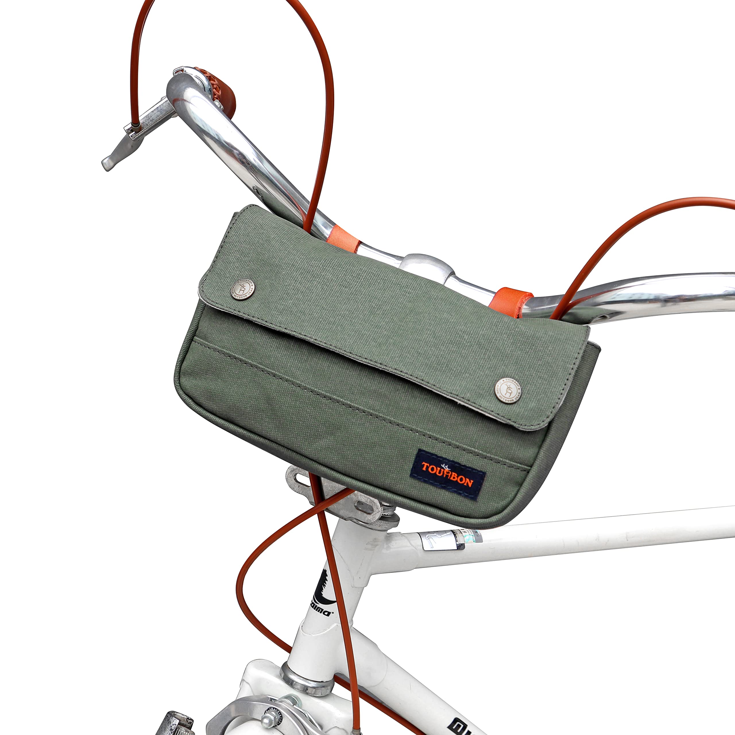 TOURBON Waterproof Canvas Bike Handlebar Bag - Durable Cycling Accessory for Commuting, Touring & Outdoor Adventures