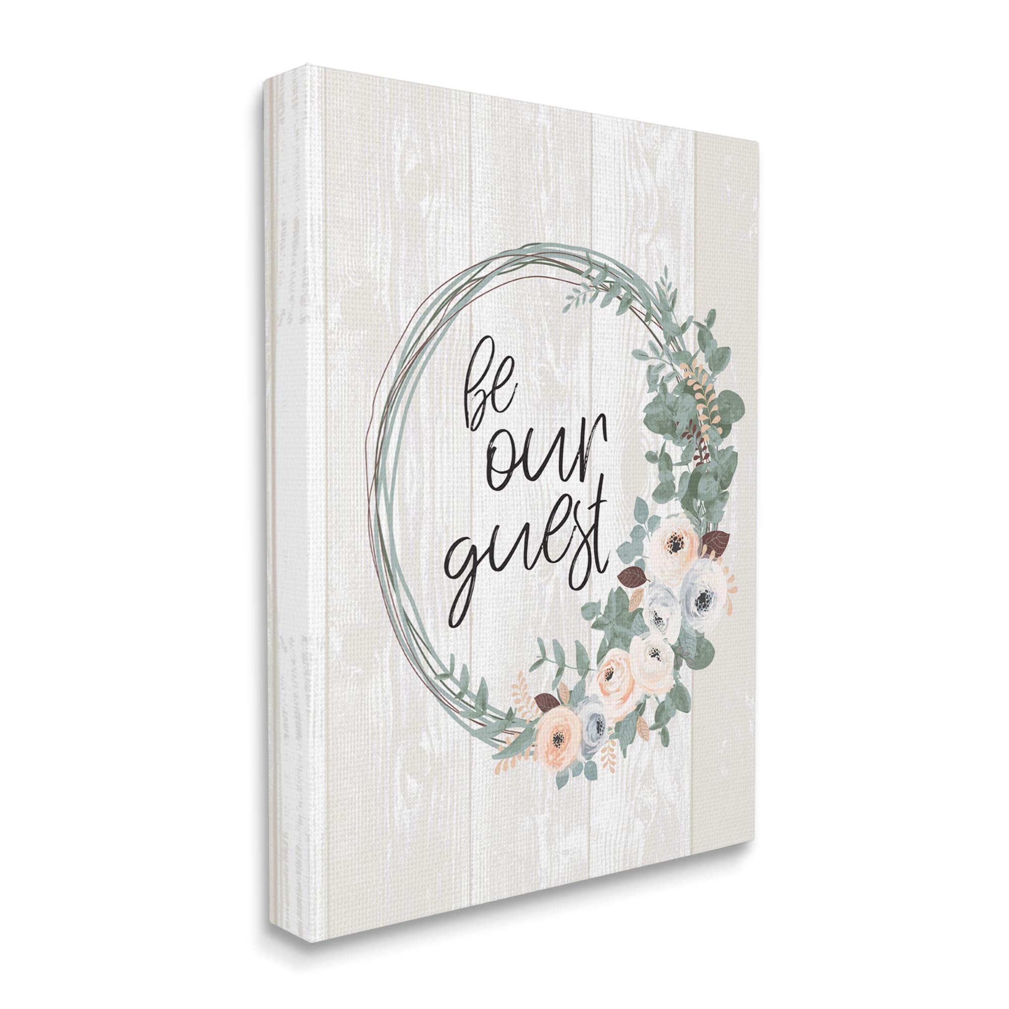 Stupell Industries 'Be Our Guest' Floral Wreath Canvas Wall Art - 36
