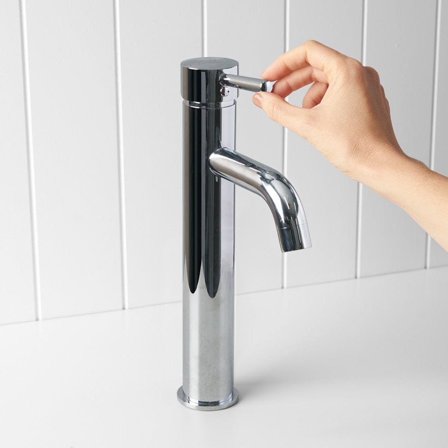 Tall Chrome Basin Mixer Faucet - Modern Bathroom Sink Faucet for Vanity & Powder Room