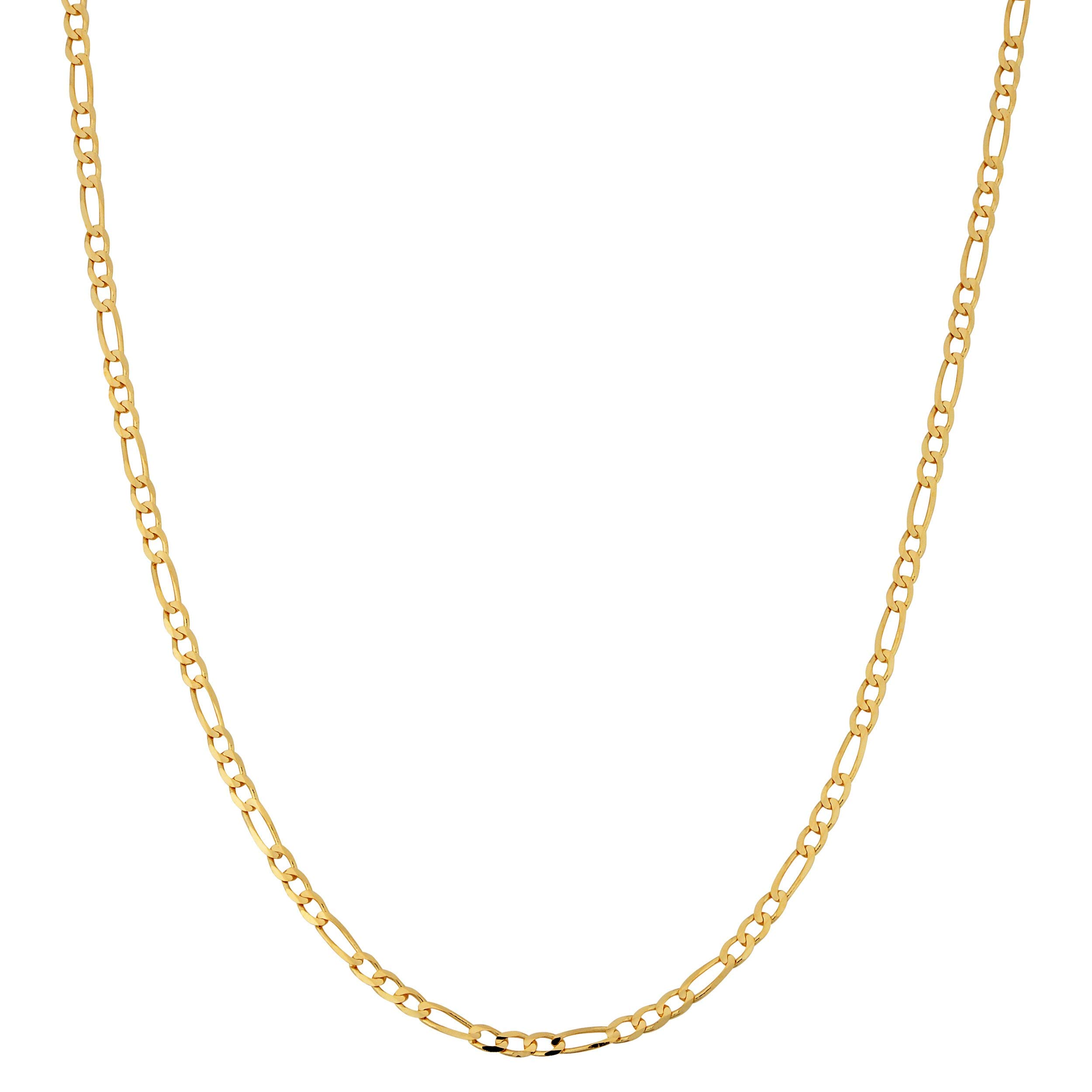 14K Gold 2MM Figaro Link Chain Necklace - Dainty 14K Yellow Gold Figaro Chain for Pendants & Charms - Perfect for Layering, Gifting & Everyday Elegance
