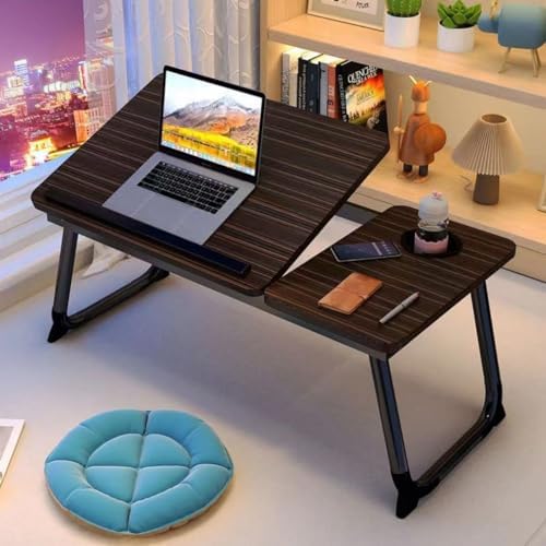 Adjustable Laptop Desk for Bed & Couch - Foldable Portable Lap Desk with Cup Holder, Lightweight Bed Tray Table for Working, Eating Breakfast, Writing, Studying in Bed or Sofa (Black)