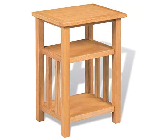 Zerone Compact End Table with Magazine Shelf - Solid Oak Wood Nightstand for Bedroom, Living Room (10.6x13.78x13.78in) - Perfect for Displaying Decor, Photos, Plants & Saving Space