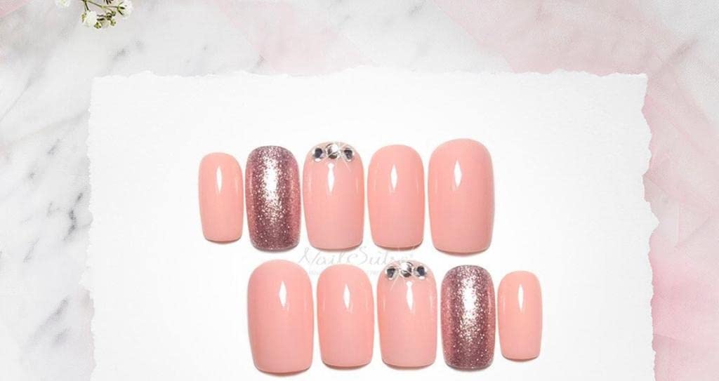 **Aarti Enterprises Press on Nails Set - 10 Pack Lightweight Glossy Artificial Nails for Women, Multi-Color Shining Design (Cream Peach) | Perfect for Parties, Weddings & Everyday Wear**