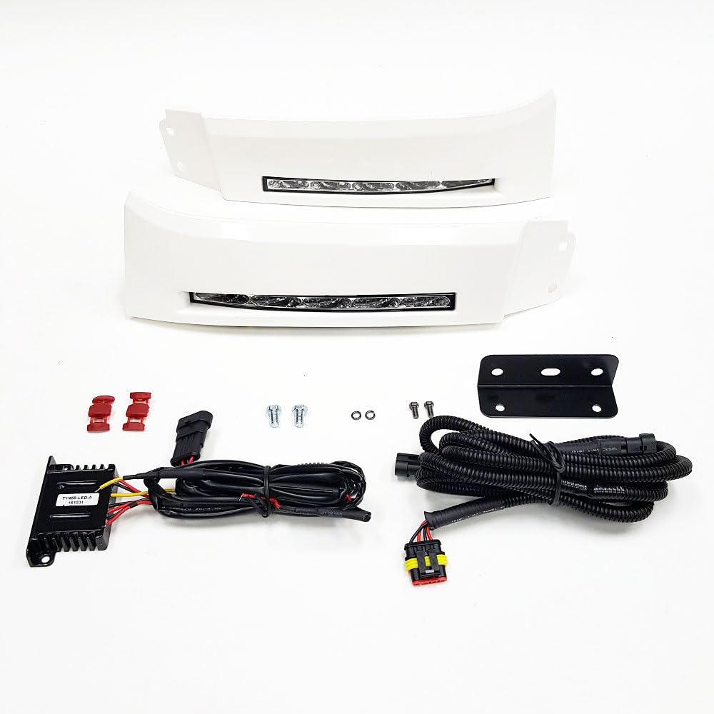 LED DRL Fog Lights with Bezel & Wire Harness - Compatible for 2007-2013 Toyota Tundra & Sequoia Front Bumper Filler Panel | Upgrade Your Off-Road Lighting for Night Driving & Foggy Conditions