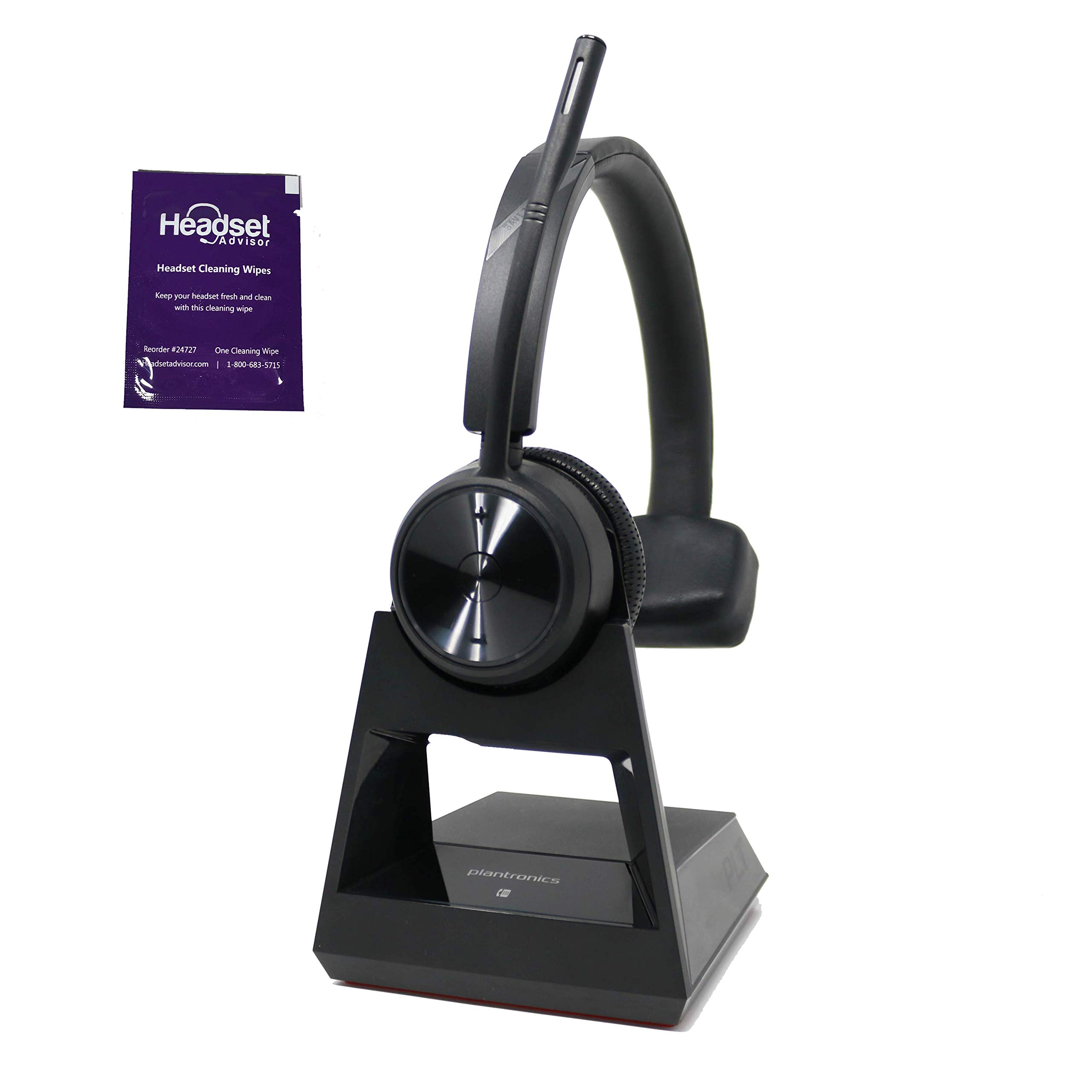 Plantronics Savi 7210 Wireless Office Headset with Single Speaker - Compatible with Desk Phones & Headset Advisor Wipe - Perfect for Business Calls, Remote Work & Customer Service