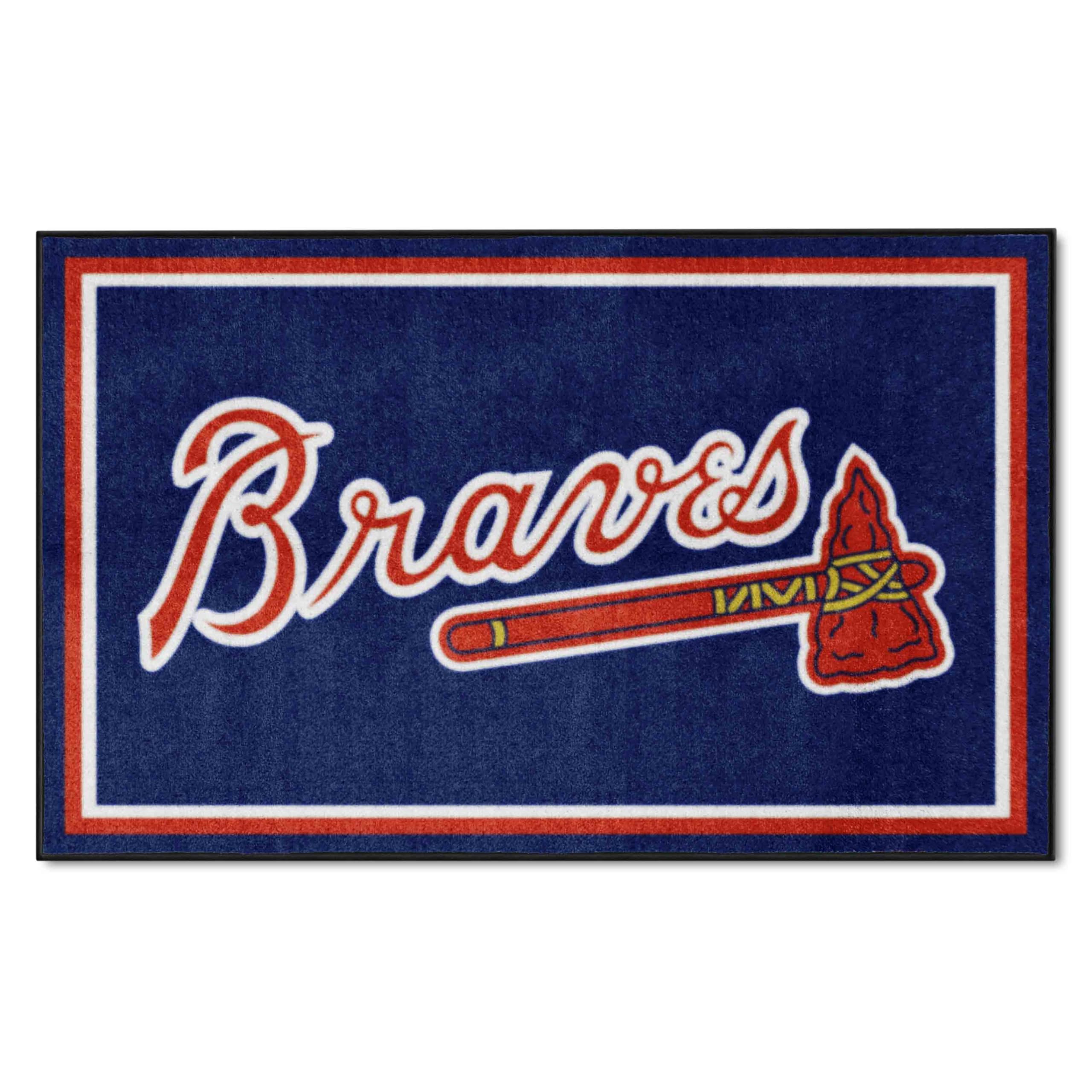 FANMATS 7047 Atlanta Braves 4ft x 6ft Plush Soft Area Rug - Perfect for Living Room, Bedroom & Game Room Decor