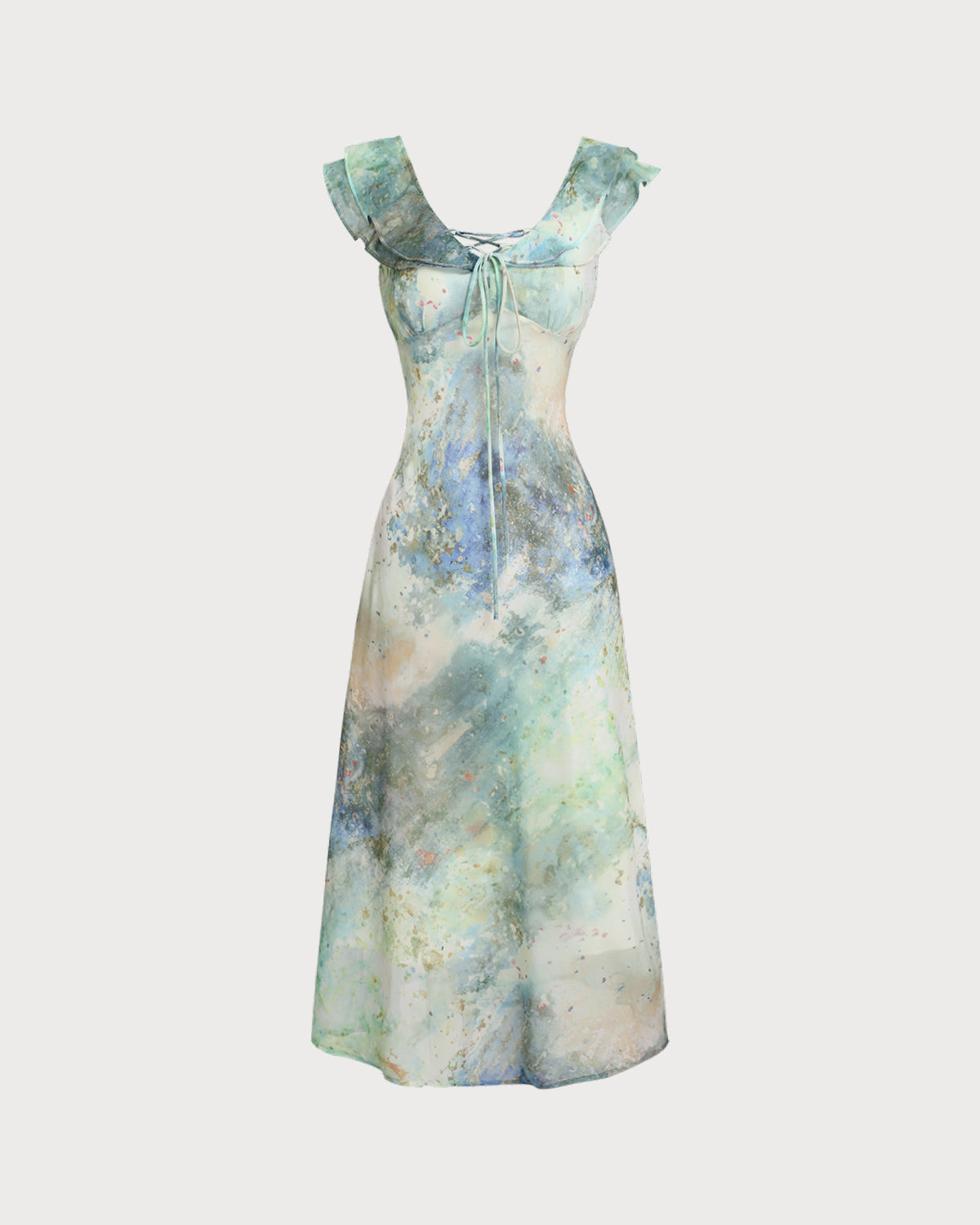 Tie Dye U Neck Cap Sleeve Midi Dress - Boho Chic Summer Dress for Women, Beach Cover Up, Music Festival Outfit, Casual Day Dress