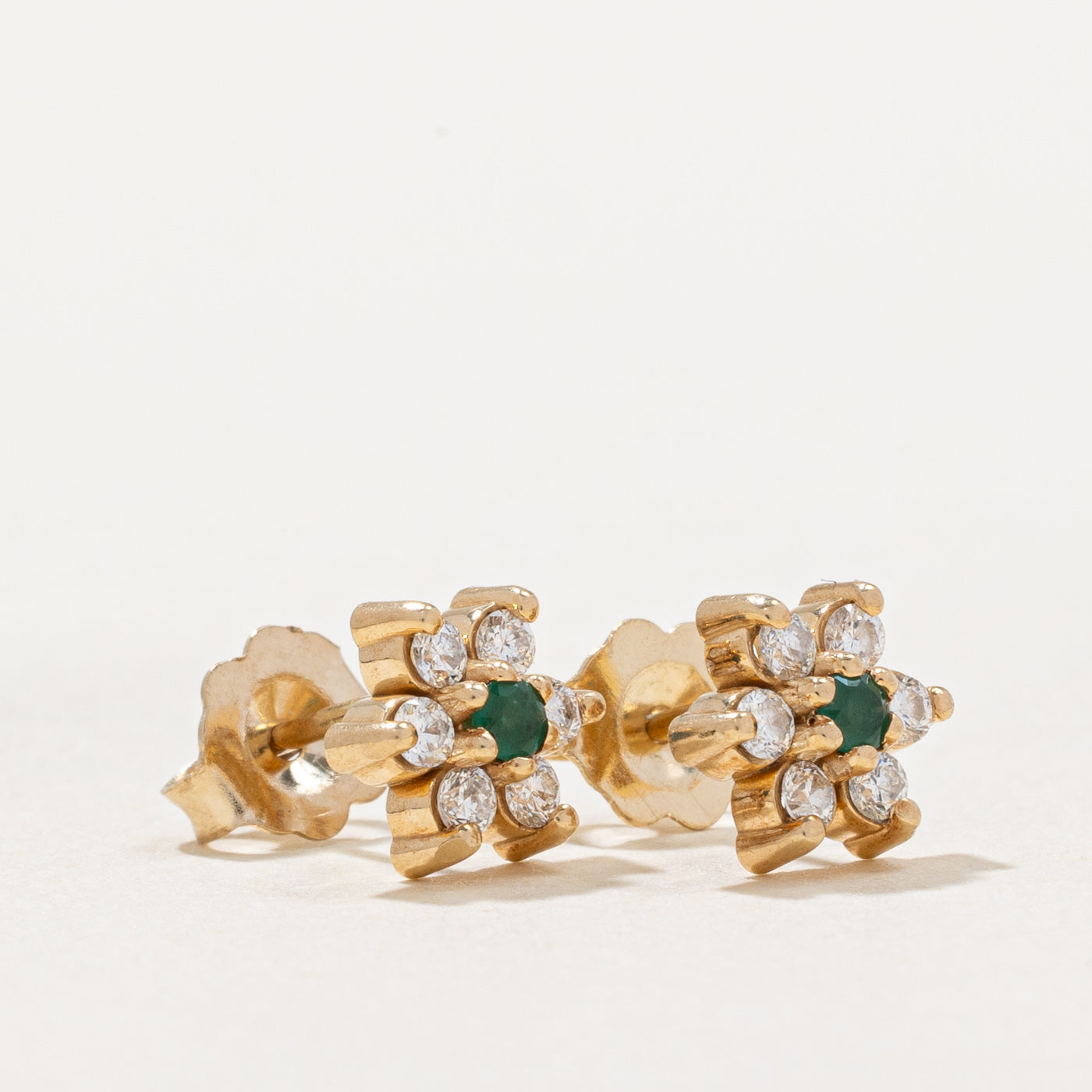 0.24ctw Diamond & Emerald Stud Earrings - 0.05ctw Genuine Gemstone Jewelry for Women | Elegant Gift for Anniversary, Birthday & Special Occasions