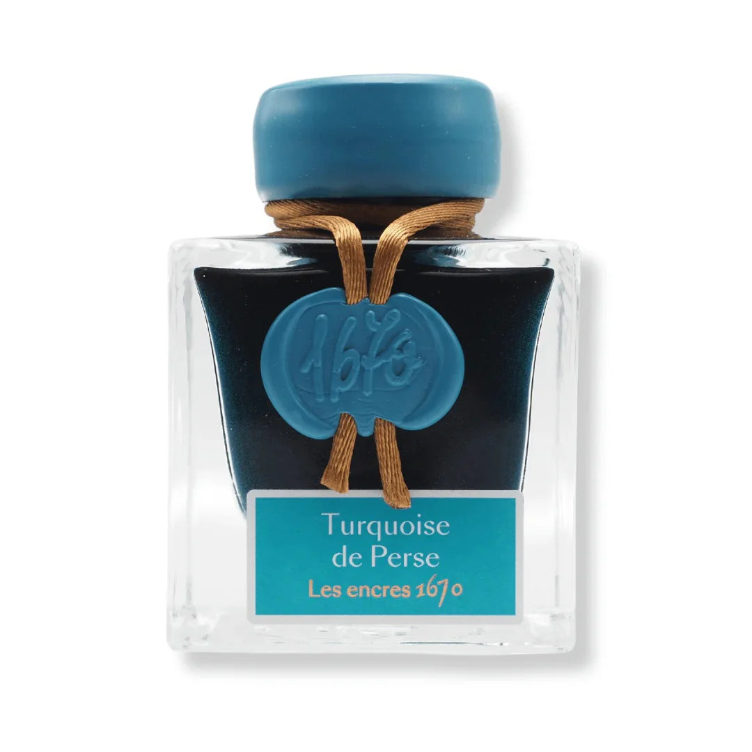 Jacques Herbin 1670 Fountain Pen Ink - 50ml Bottle, Turquoise de Perse - Premium Calligraphy & Writing Ink for Fountain Pens - Perfect for Journaling, Letter Writing & Artistic Projects