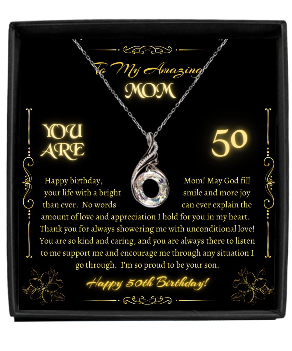 Swarovski Crystal Phoenix Necklace - Sterling Silver 925 Elegant Jewelry Gift for Mom, 50th Birthday Present with Luxury Gift Box & Message - Perfect for Special Occasions, Mother's Day, Anniversaries & Heartfelt Gifts from Son or Daughter