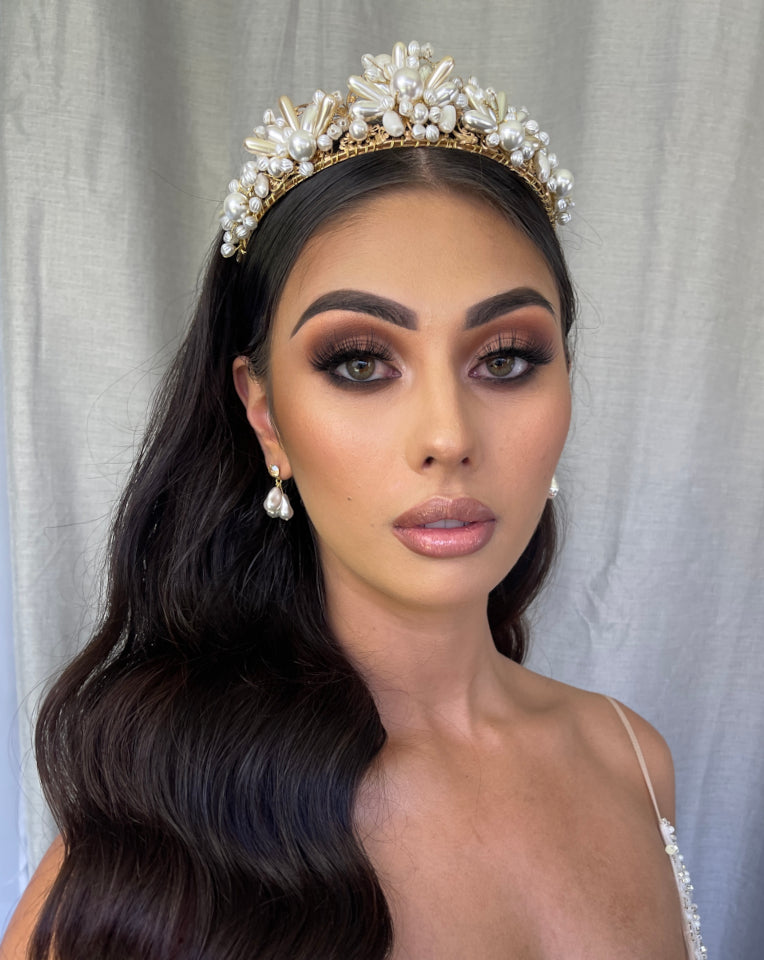 Luxury Pearl Princess Crown for Bridal & Wedding - Elegant Miss Ceylon Pearl Alice Headpiece by Stephanie Browne | Perfect for Brides, Prom, Pageants & Special Occasions