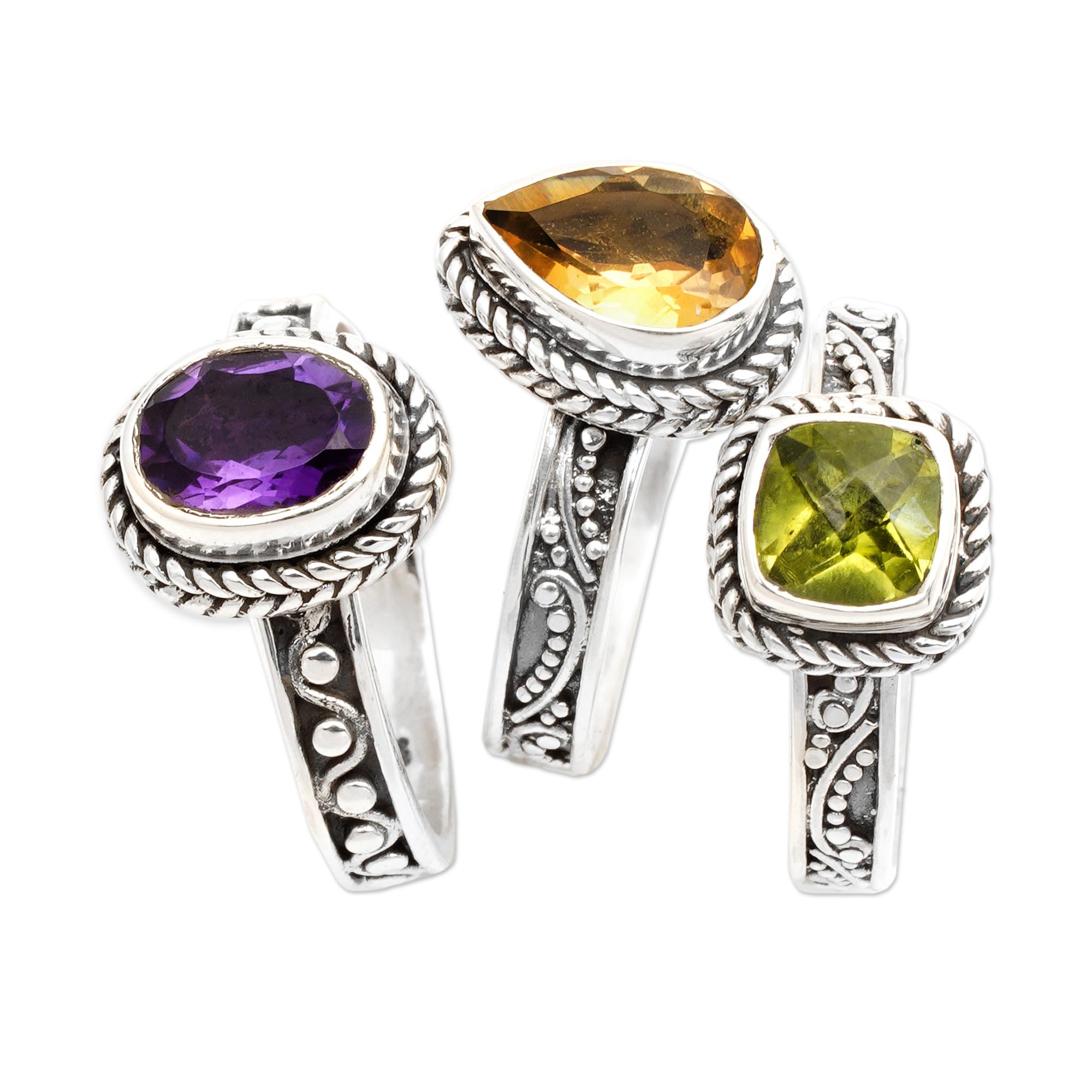 NOVICA Multi-Gem Peridot .925 Sterling Silver Ring 'Perfect Prism' - Elegant Handmade Jewelry for Women, Gift for Her, Anniversary, Birthday, Wedding, Special Occasions