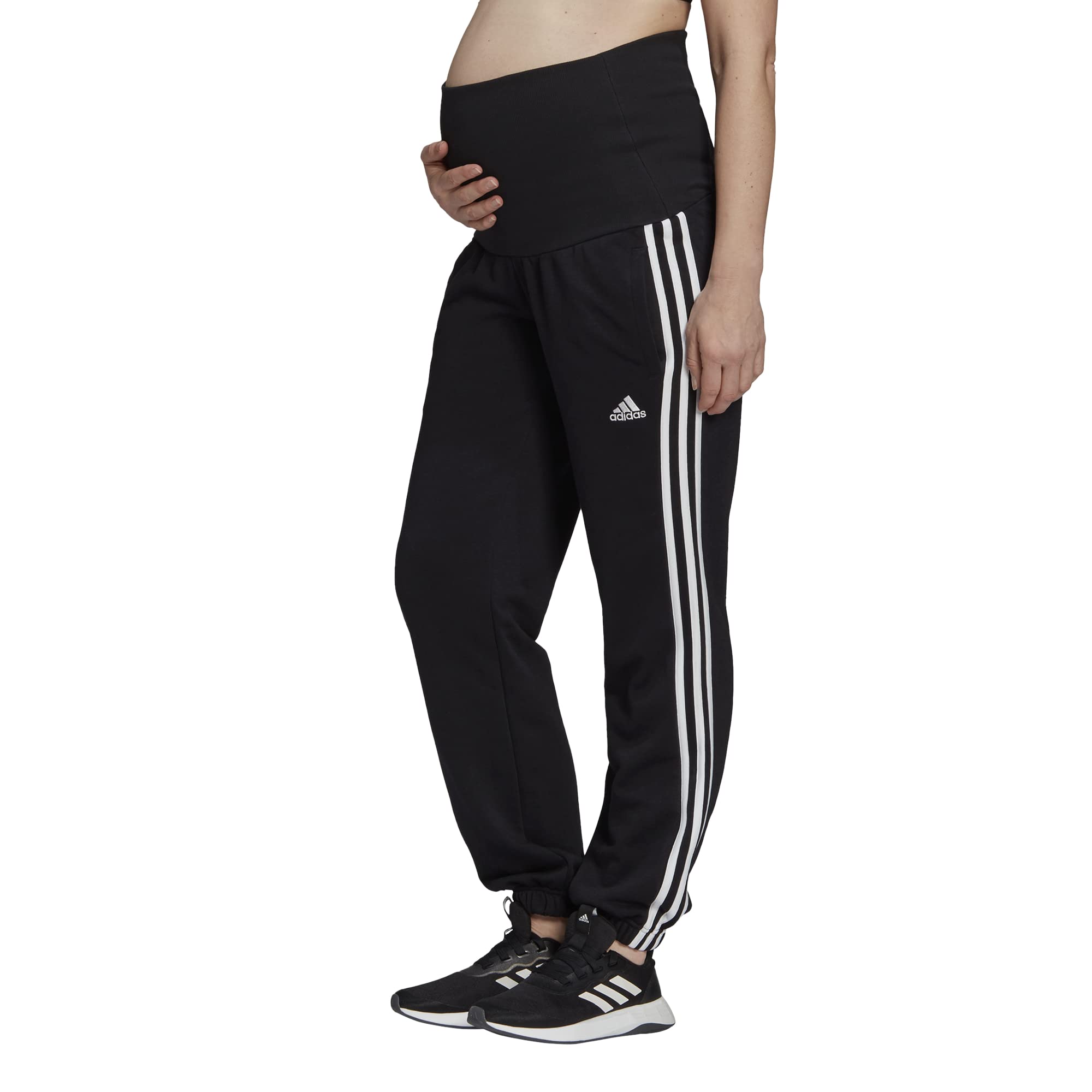 Adidas Women's Essentials Cotton 3-Stripes Maternity Joggers - Comfortable Lounge Pants for Pregnancy, Yoga & Casual Wear