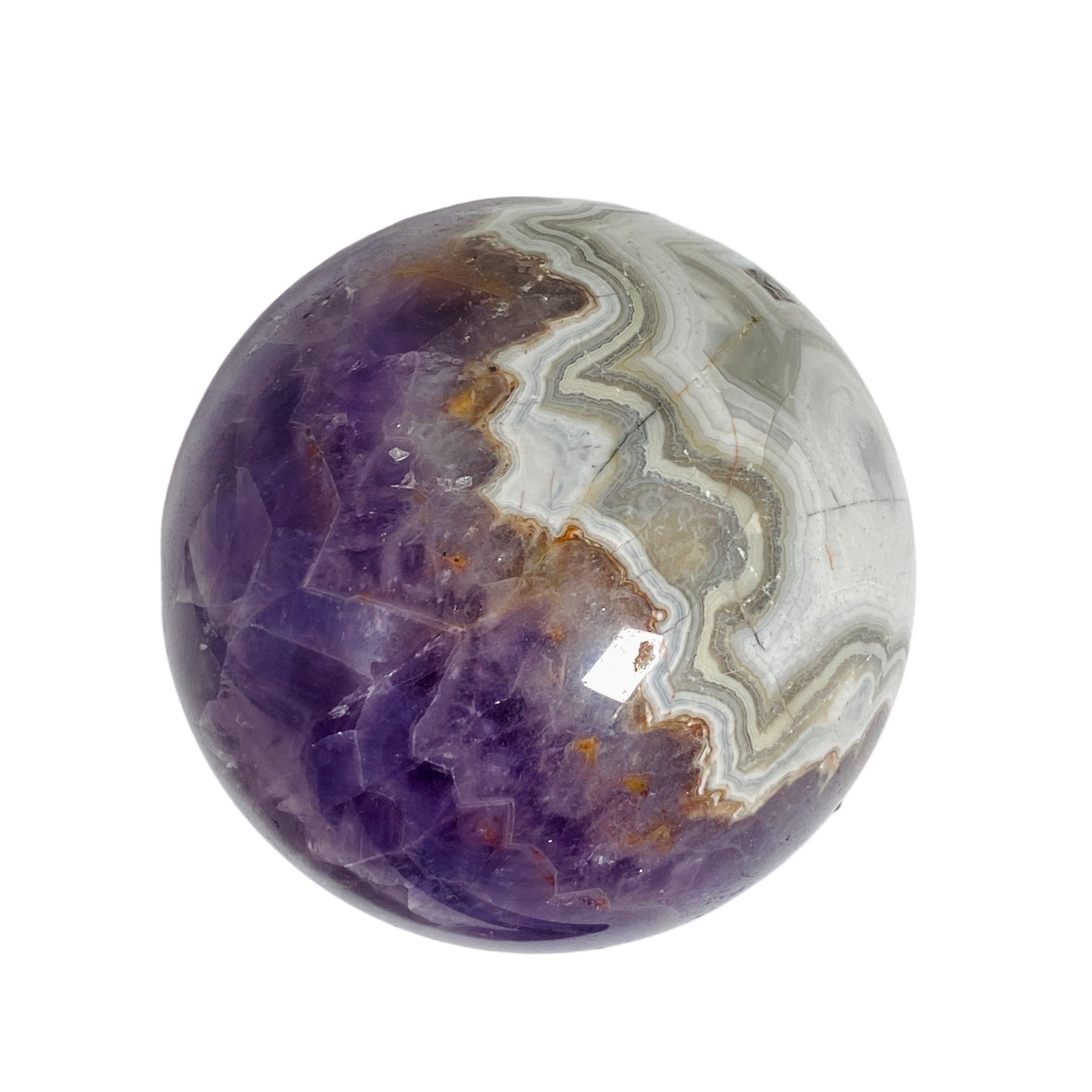 Natural Amethyst Agate Sphere - Healing Crystal for Meditation, Yoga & Home Decor - AMAS 02