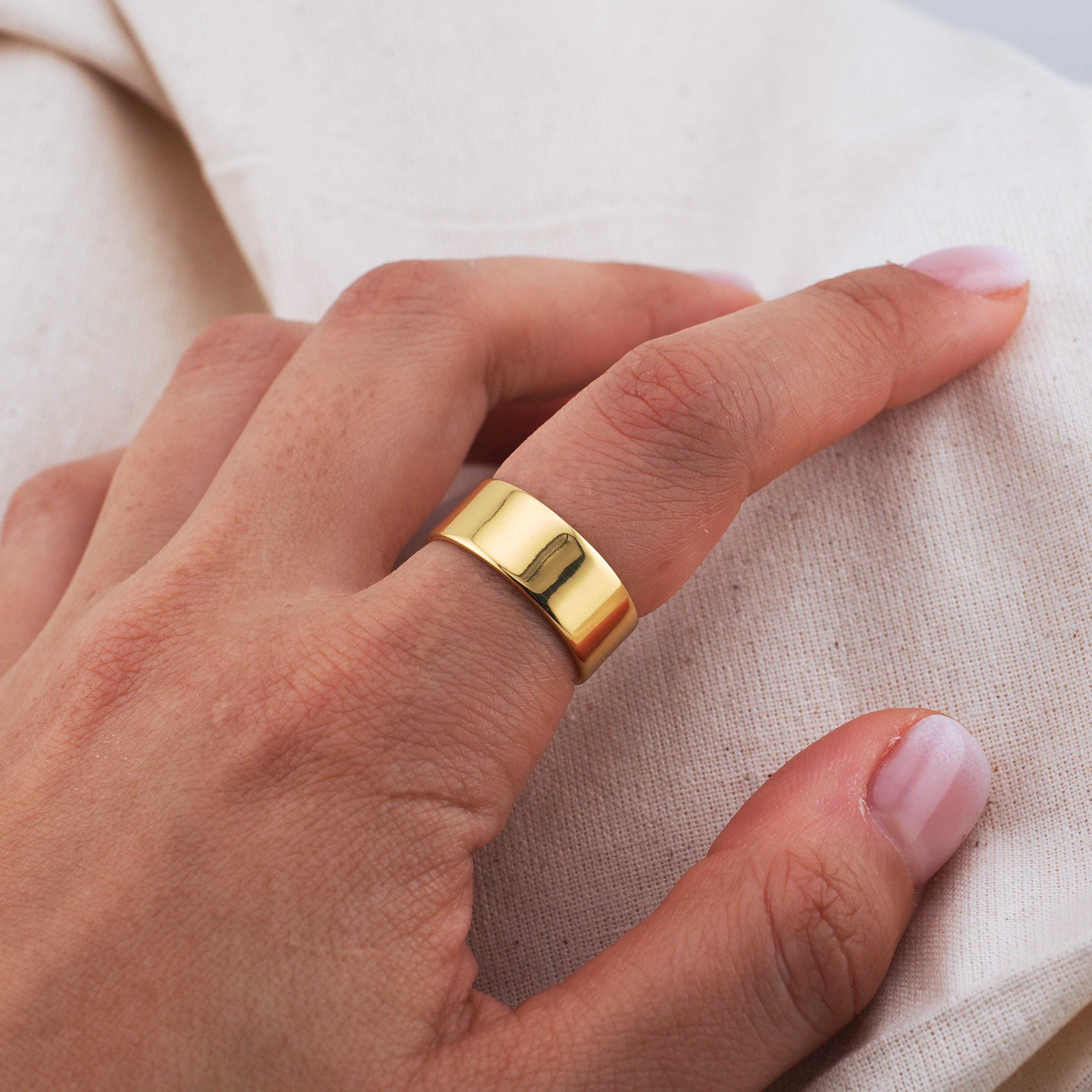 7mm Classic Flat Ring in Gold Vermeil - Elegant Minimalist Jewelry for Everyday Wear & Special Occasions