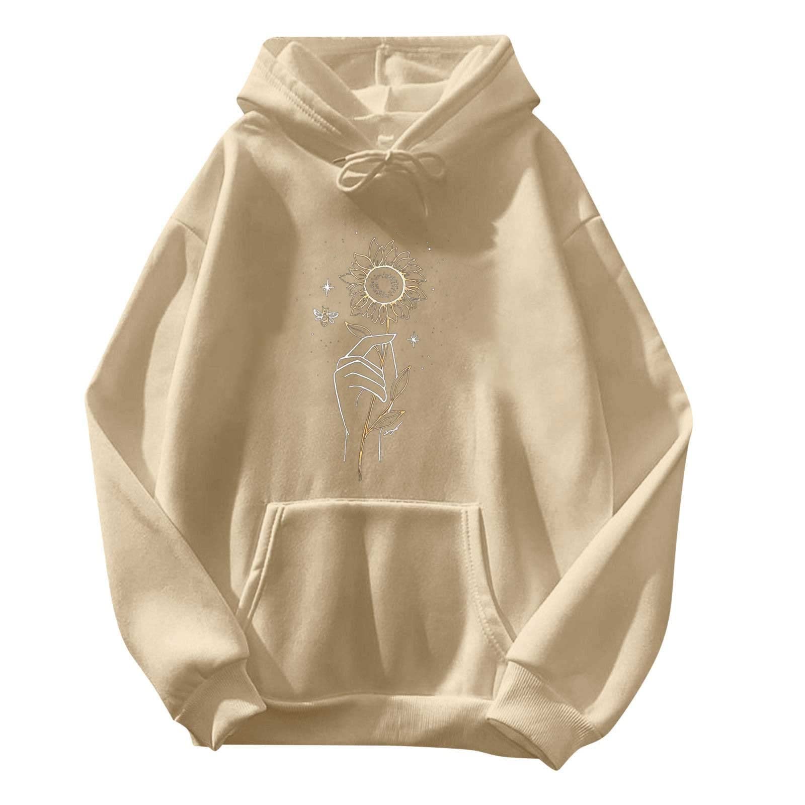 UYTOGOFE Women's Long Sleeve Hooded Sweatshirt - Cute Printed Pullover with Drawstring for Everyday Wear | Perfect for Casual Outfits, Lounge Wear & Fall Fashion