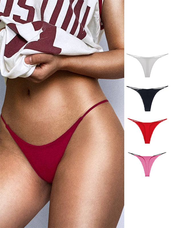 ZASUWA Women's Solid Color T-Back Thong Underwear - Comfortable Seamless Panties for Yoga, Workout & Everyday Wear