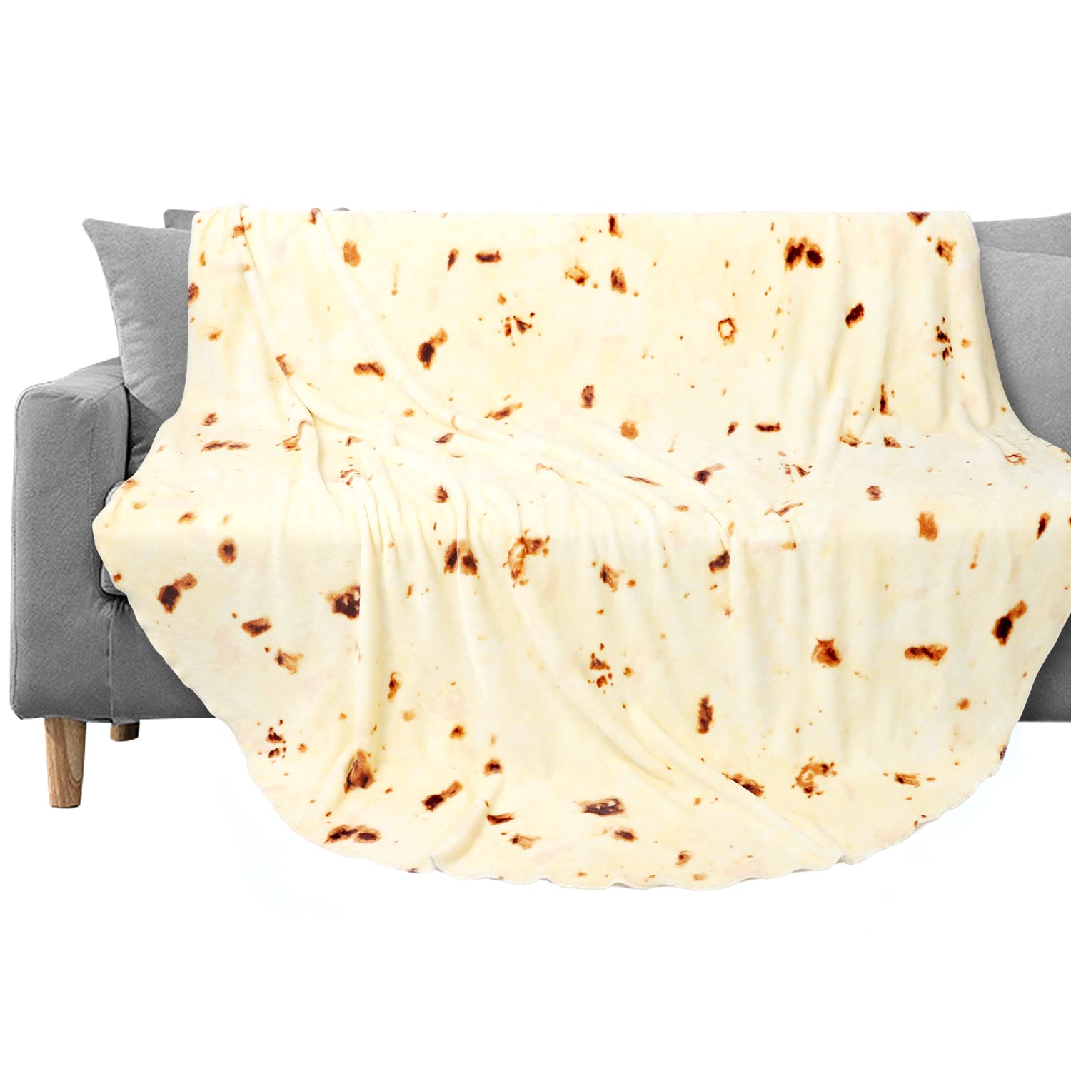60-Inch Burrito Tortilla Blanket - Super Soft Plush Flannel Throw for Adults & Teens - Oversized Cozy Blanket for Bed, Sofa, Dorm Room - Perfect Christmas Gift for Kids & Family (60