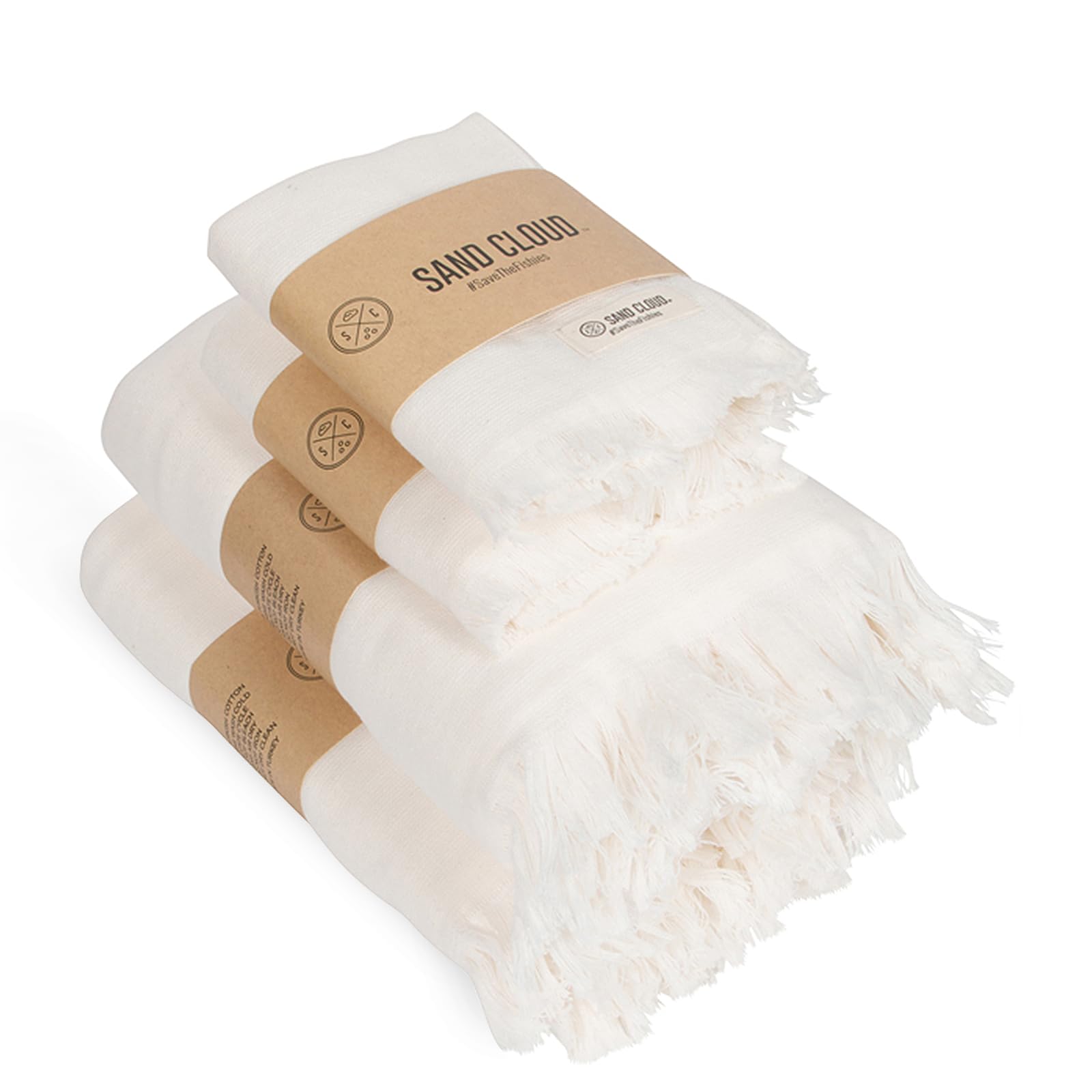 Premium Sand Cloud Turkish Bath Towels Set of 4 - 100% Organic Cotton, Large Size (Terra Ivory) | Ultra Soft, Quick-Drying & Highly Absorbent | Perfect for Spa, Beach & Luxury Bathroom Use