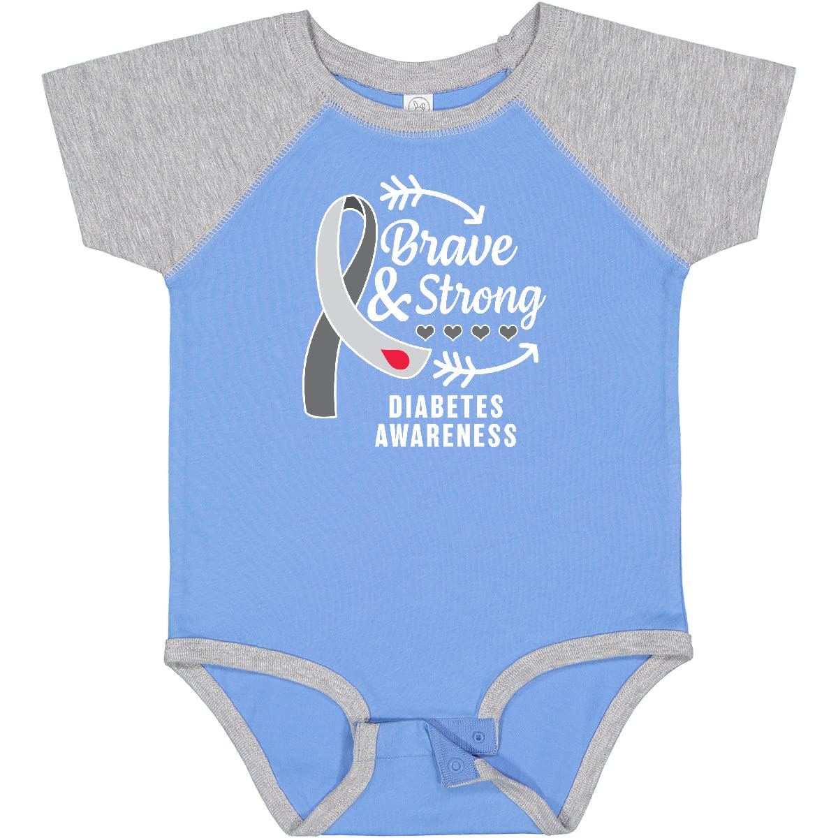 Inktastic Diabetes Awareness Brave and Strong Baby Bodysuit - Cute Infant Onesie for Diabetes Support & Awareness Campaigns - Perfect for Fundraisers, Walks, and Showing Support