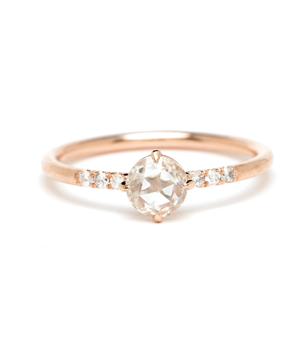Unique Boho Engagement Ring with Rose Cut Solitaire Diamond - Handcrafted Vintage Style for Wedding & Proposal