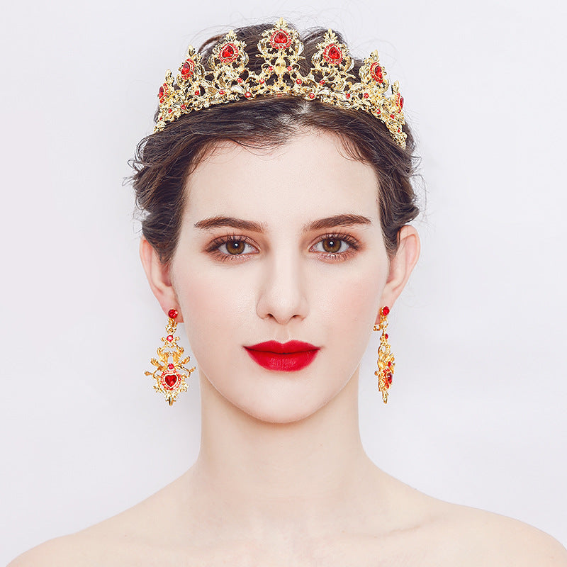 Sparkling Rhinestone Wedding Earrings and Tiara Crown Set – Elegant Bridal Jewelry for Weddings, Prom, and Special Occasions