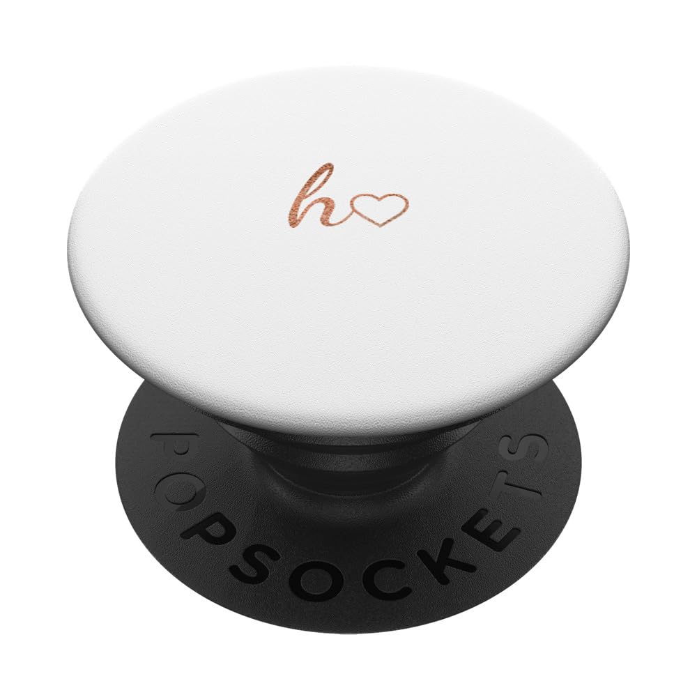 Rose Initial Letter H Heart Minimalist White PopSockets Standard PopGrip - Phone Grip & Stand for iPhone, Samsung, Smartphones - Perfect for Daily Use, Selfies, and Hands-Free Viewing