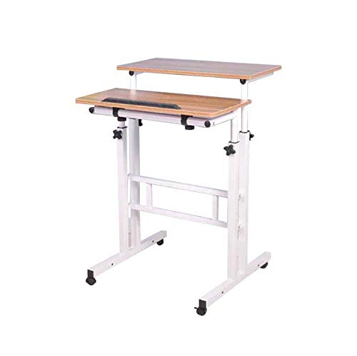 Adjustable Height Standing Desk - Ergonomic Home Office Computer Desk with Wheels, Mobile Workstation (Oak Finish) for Remote Work, Gaming & Study