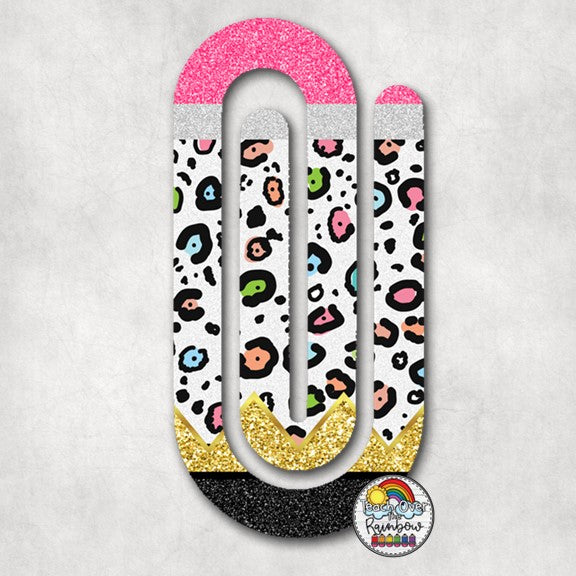 Stylish Leopard Print Acrylic Paper Clips for Office, School & Crafting - Bulk Pack of Colorful Pencil-Shaped Clips
