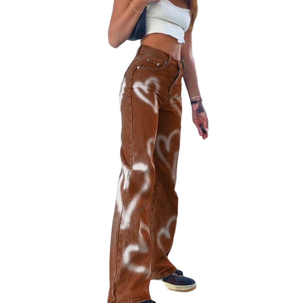 YAYAOAYAY Women's High Rise Ripped Jeans - Y2K Distressed Denim Pants for Casual Outfits