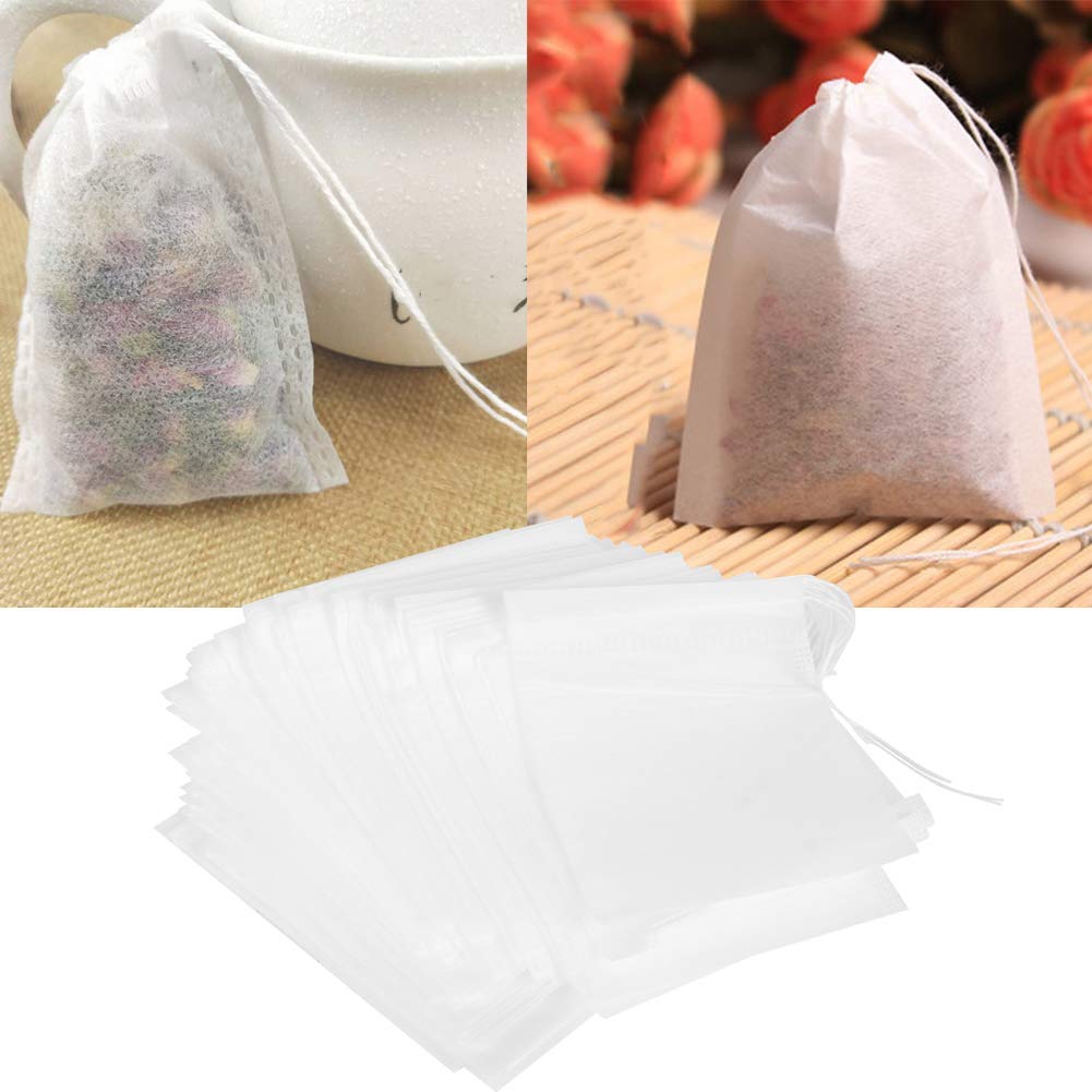 100PCS Disposable Tea Filter Bags - 2.8 x 3.5 Inch Safe Tea Leaves Strainer Infuser Bags for Loose Leaf Tea, Herbal Tea & Coffee | Perfect for Home Brewing, Office Use & Gifts