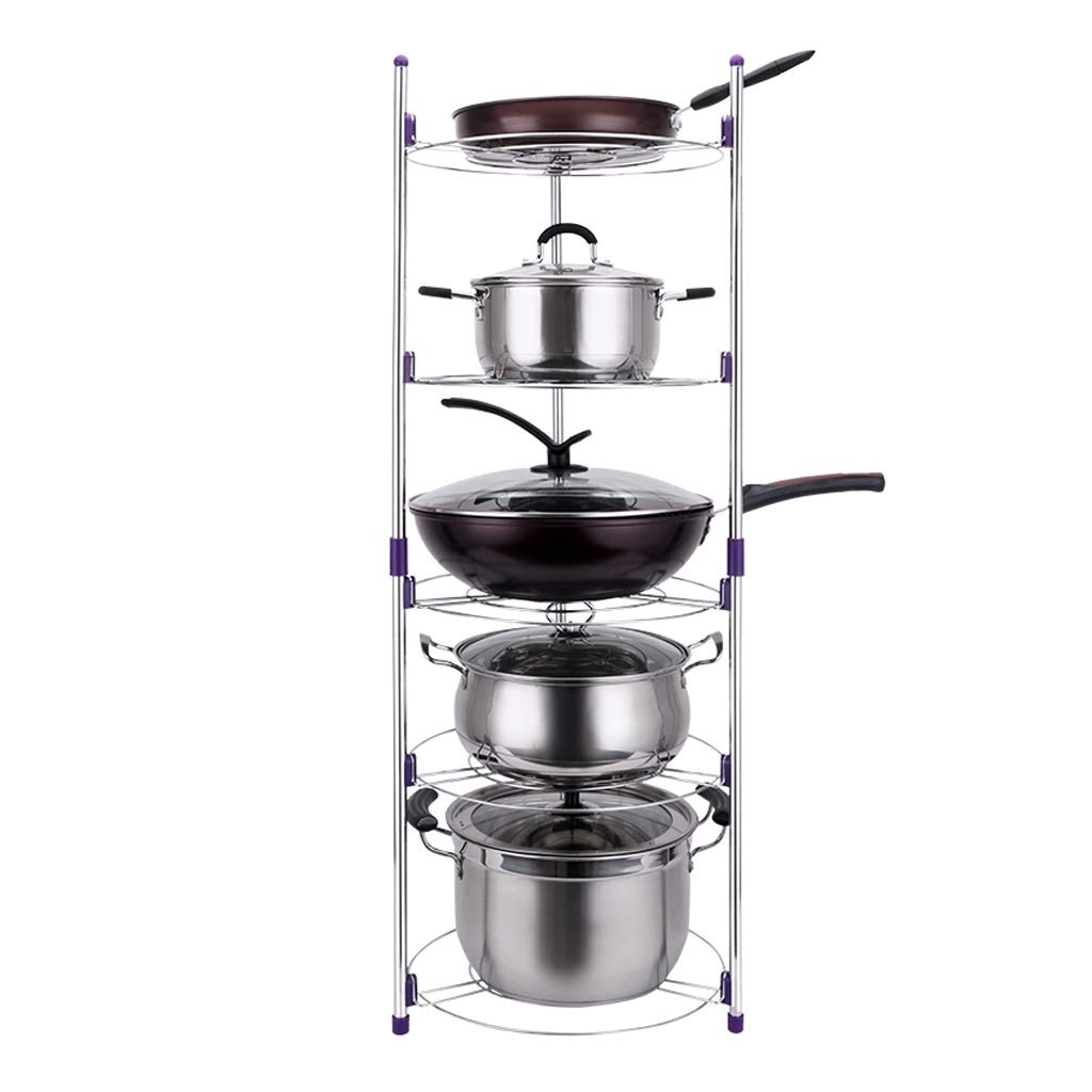 5-Tier Metal Pot Rack for Kitchen - Space Saving Floor Standing Tripod Corner Storage Organizer for Pots, Pans & Cookware - Perfect for Small Kitchens, Apartments & Home Organization