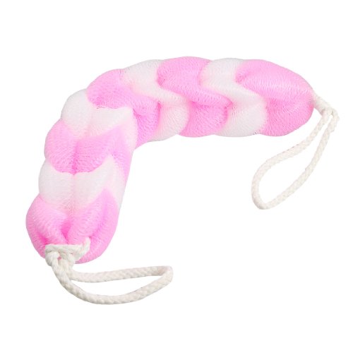 Premium Pink & White Mesh Nylon Bath Pouf - Exfoliating Body Scrubber for Shower & Bath, Soft & Durable Skin Cleanser (Great for Spa, Travel & Daily Skincare Routine)