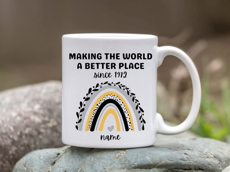 1972 Rainbow 50th Birthday Mug - 11 oz Novelty Coffee Cup for Women | Perfect Gift for Sister, Grandma, Mom & Aunt | Funny 50th Birthday Gift Idea | Great for Coffee, Tea & Office Use