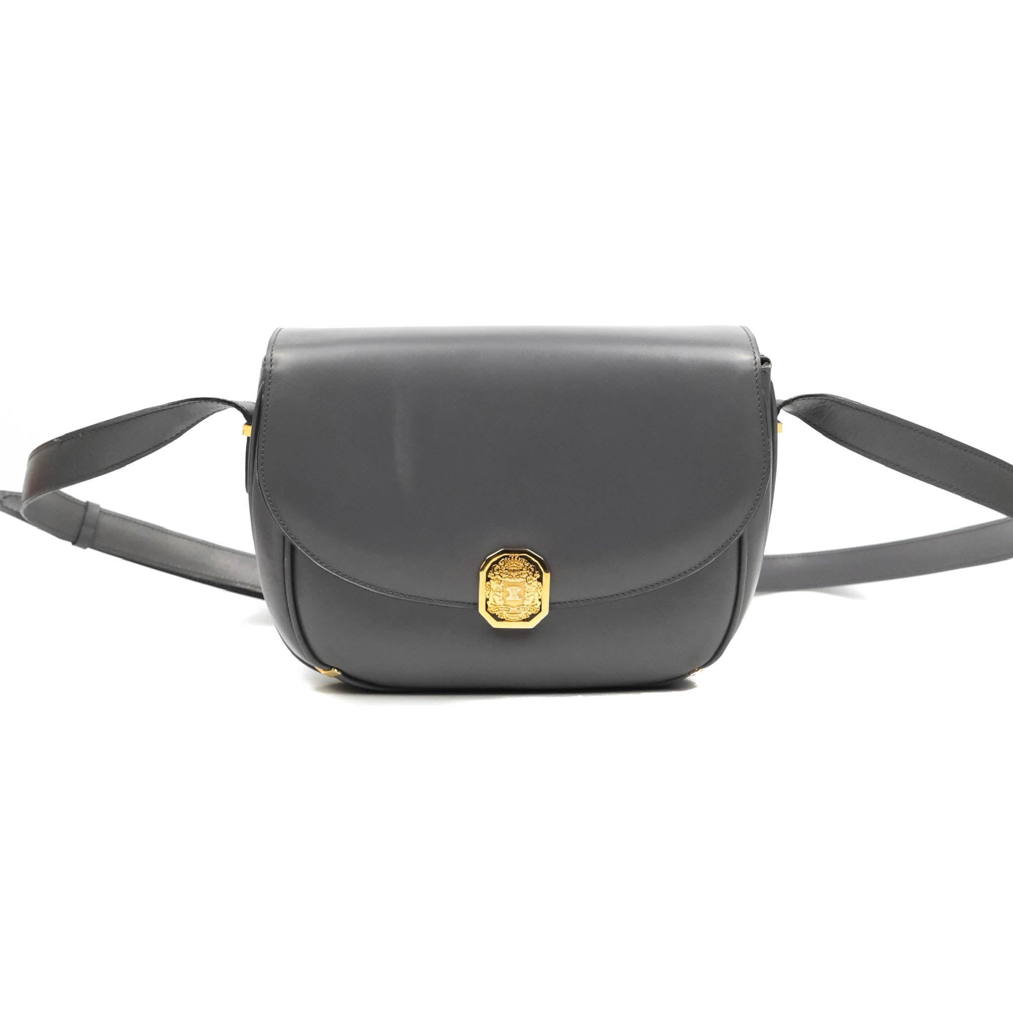 Vintage Celine Royal Triomphe Lock Crossbody Bag in Grey - Elegant Shoulder Purse for Women, Perfect for Date Night & Evening Events