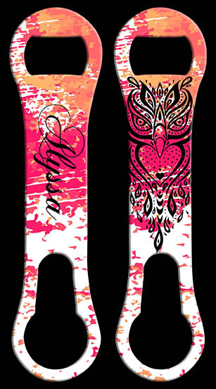 Personalized V Rod® Bottle Opener with Tribal Owl Design - Unique Bar Accessory for Home, Parties & Outdoor Adventures